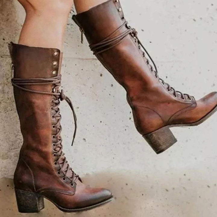 HERMINE | WOMEN'S LACE UP KNEE HIGH BOOTS 3