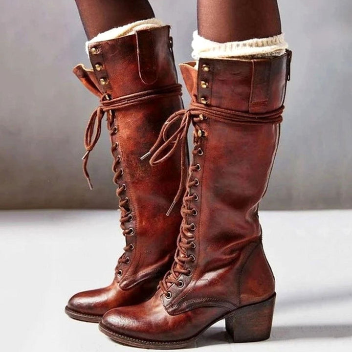 HERMINE | WOMEN'S LACE UP KNEE HIGH BOOTS 4