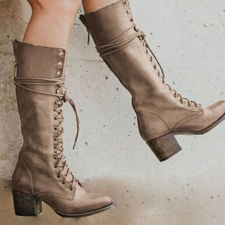HERMINE | WOMEN'S LACE UP KNEE HIGH BOOTS 5