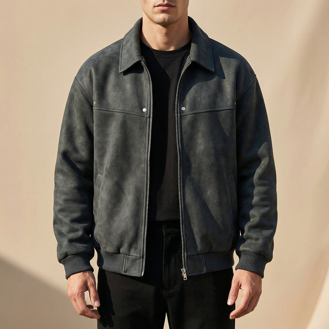 Men's Suede Shirt Jacket – Detail View