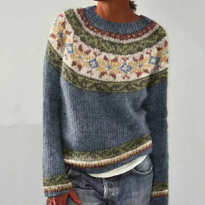 INGRID - NORDIC FLORAL FAIR ISLE KNIT SWEATER 1