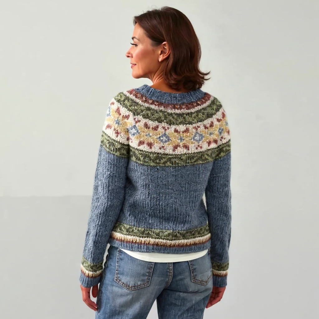 INGRID - NORDIC FLORAL FAIR ISLE KNIT SWEATER 3