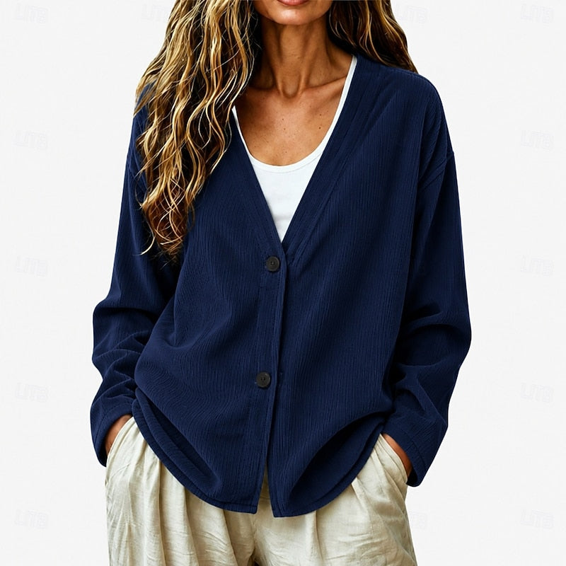Women's Oversized Button Up Cardigan – Navy