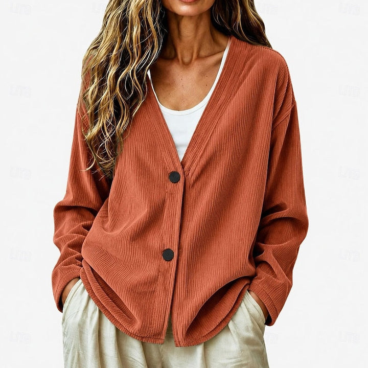 Women's Oversized Button Up Cardigan – Rust