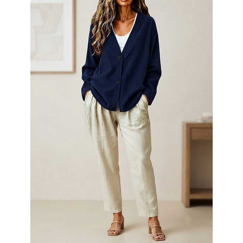Women's Oversized Button Up Cardigan – Detail View