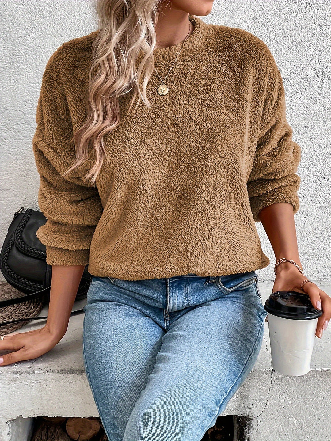 IRENE | WOMEN'S FLEECE PULLOVER SHERPA TEDDY FUZZY WINTER 1