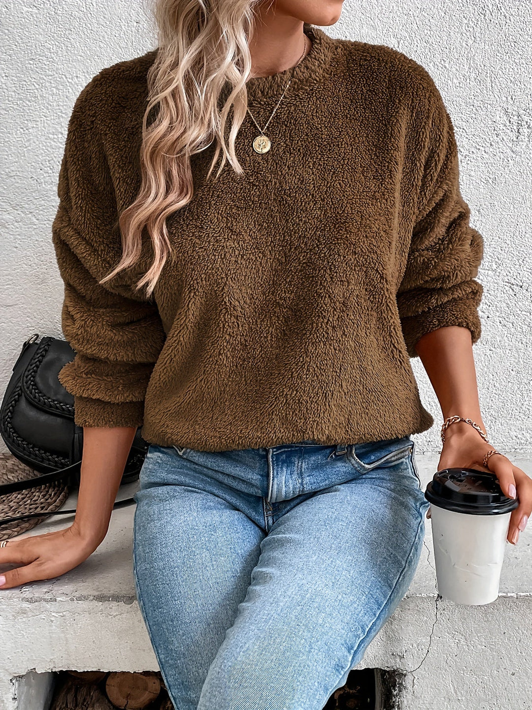 IRENE | WOMEN'S FLEECE PULLOVER SHERPA TEDDY FUZZY WINTER 2