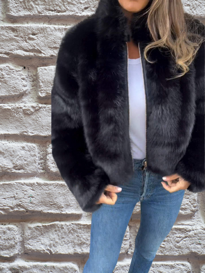 IRENEE | WOMEN'S CROPPED FAUX FUR JACKET FUZZY COAT 2