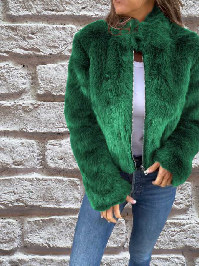 IRENEE | WOMEN'S CROPPED FAUX FUR JACKET FUZZY COAT 3