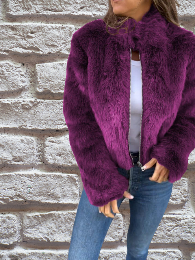 IRENEE | WOMEN'S CROPPED FAUX FUR JACKET FUZZY COAT 6