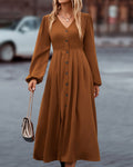 Isadora | Women's Button Front Pleated Midi Dress