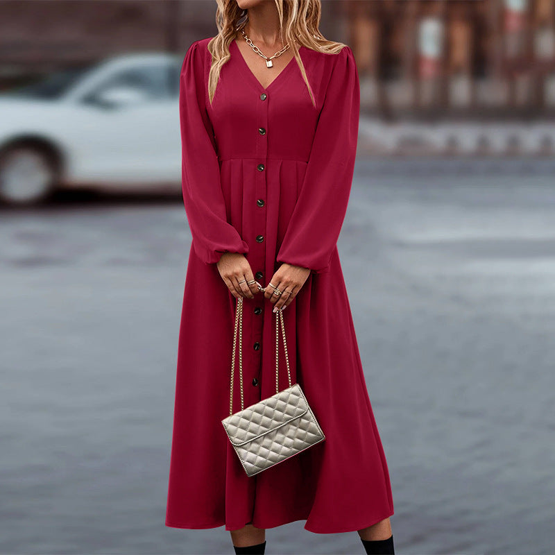 ISADORA - ELEGANT LONG SLEEVE FALL MIDI DRESS 2