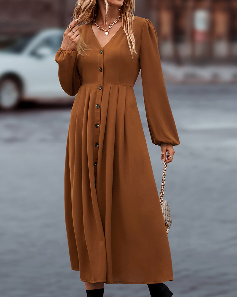 Isadora - Elegant Long Sleeve Fall Midi Dress 4