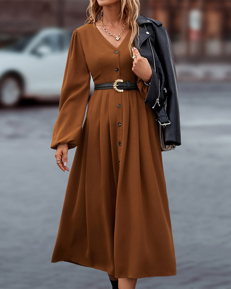 Isadora - Elegant Long Sleeve Fall Midi Dress 8