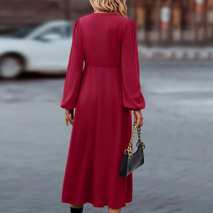 Isadora - Elegant Long Sleeve Fall Midi Dress 9
