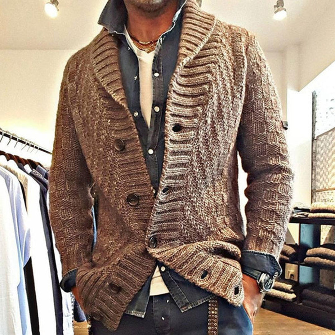 IVAN | MEN'S HEAVY CHUNKY KNIT CARDIGAN SHAWL COLLAR 1