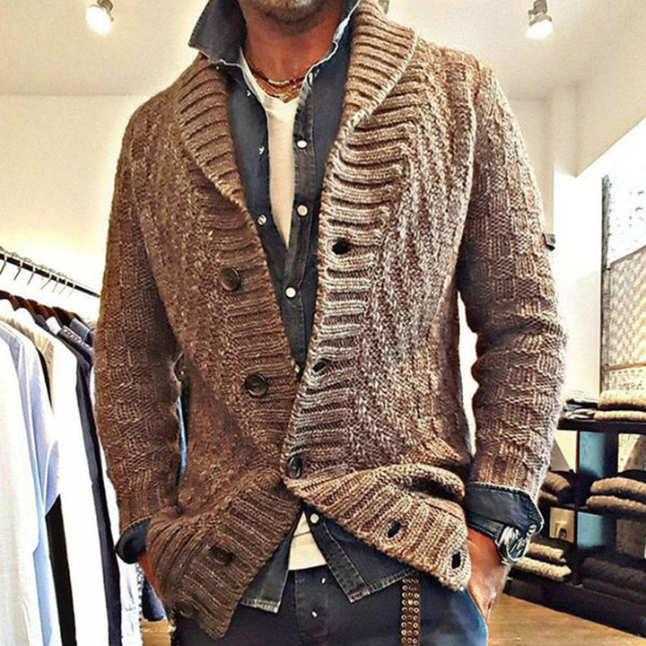 IVAN | MEN'S HEAVY CHUNKY KNIT CARDIGAN SHAWL COLLAR 1