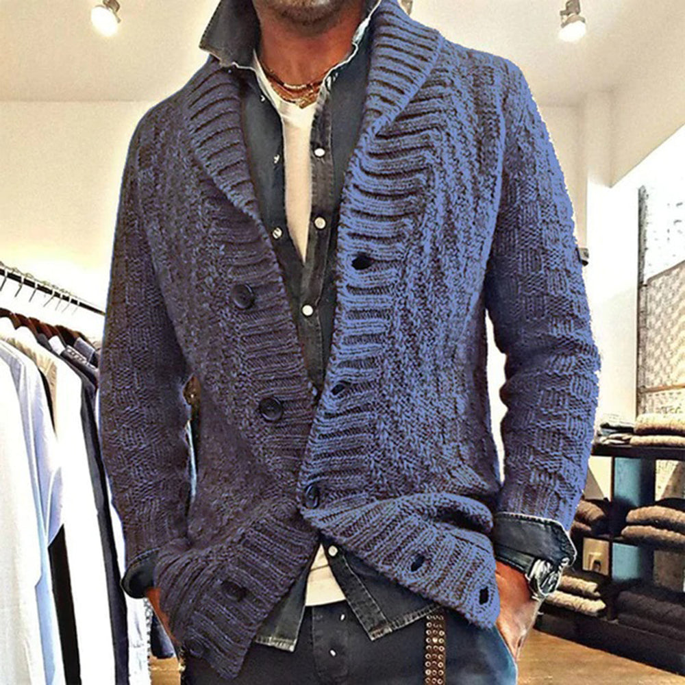 IVAN | MEN'S HEAVY CHUNKY KNIT CARDIGAN SHAWL COLLAR 2