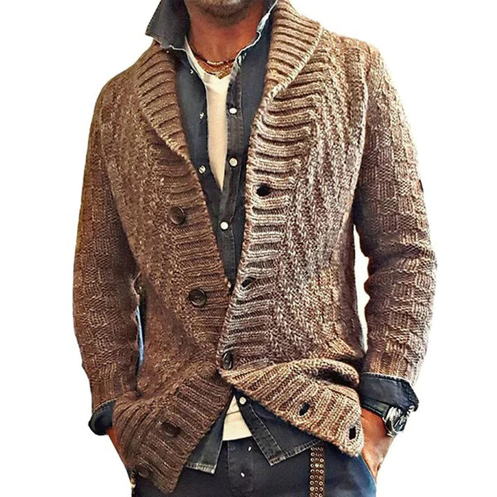 IVAN | MEN'S HEAVY CHUNKY KNIT CARDIGAN SHAWL COLLAR 3