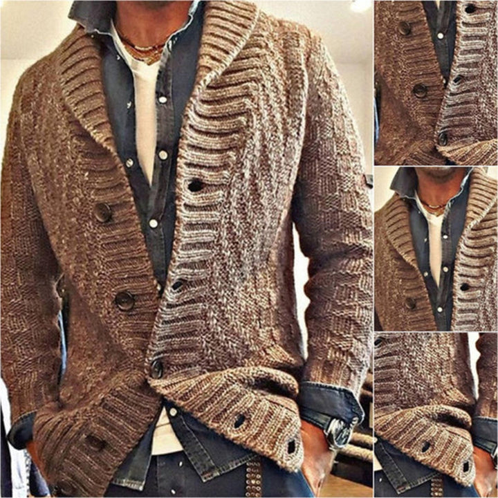 IVAN | MEN'S HEAVY CHUNKY KNIT CARDIGAN SHAWL COLLAR 4
