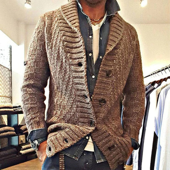 IVAN | MEN'S HEAVY CHUNKY KNIT CARDIGAN SHAWL COLLAR 5