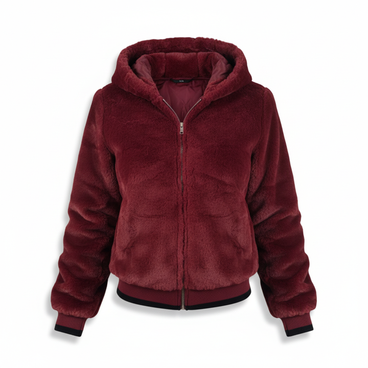 JACINTHE | WOMEN'S HOODED FLEECE JACKET ZIP UP SHERPA FUZZY 1