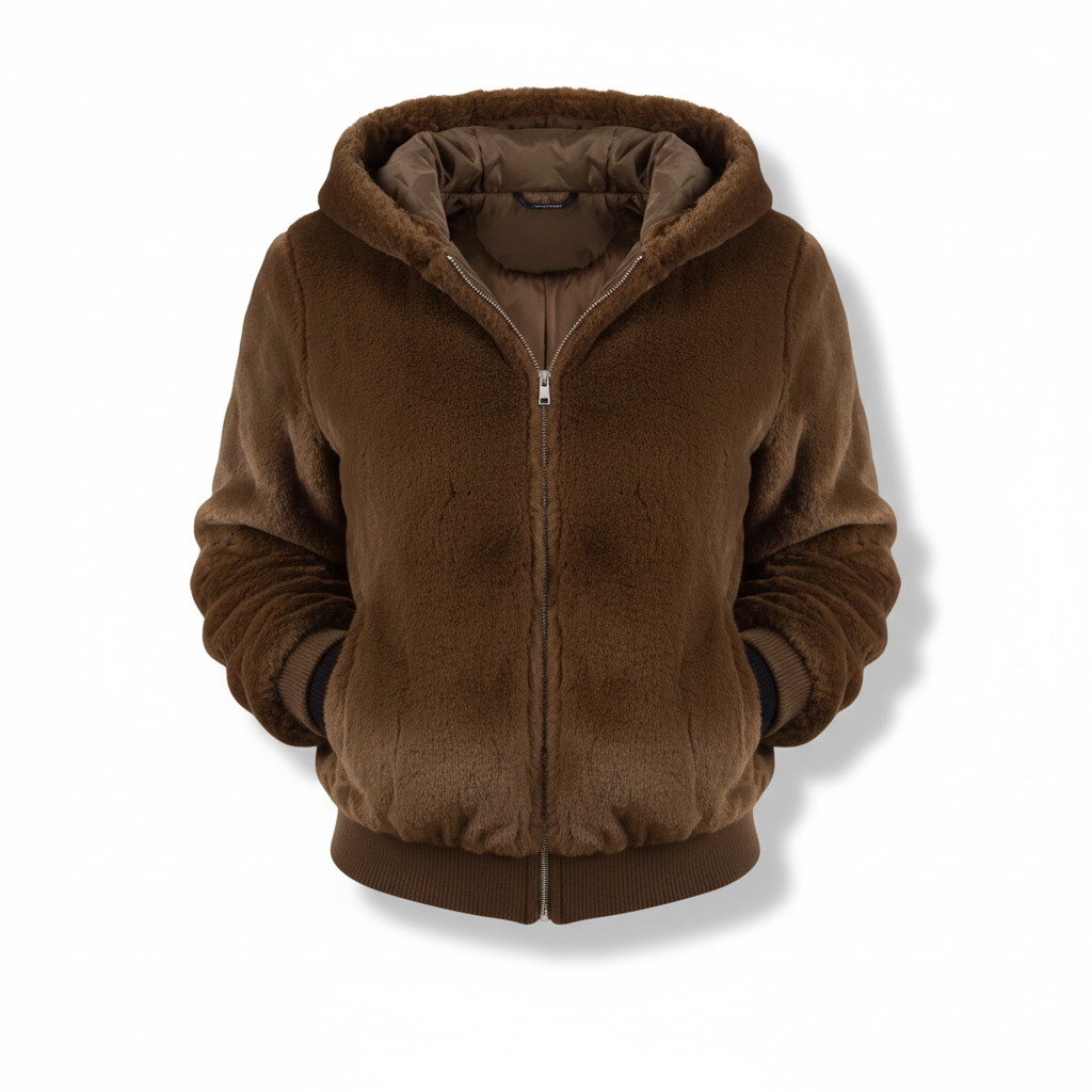 JACINTHE | WOMEN'S HOODED FLEECE JACKET ZIP UP SHERPA FUZZY 12