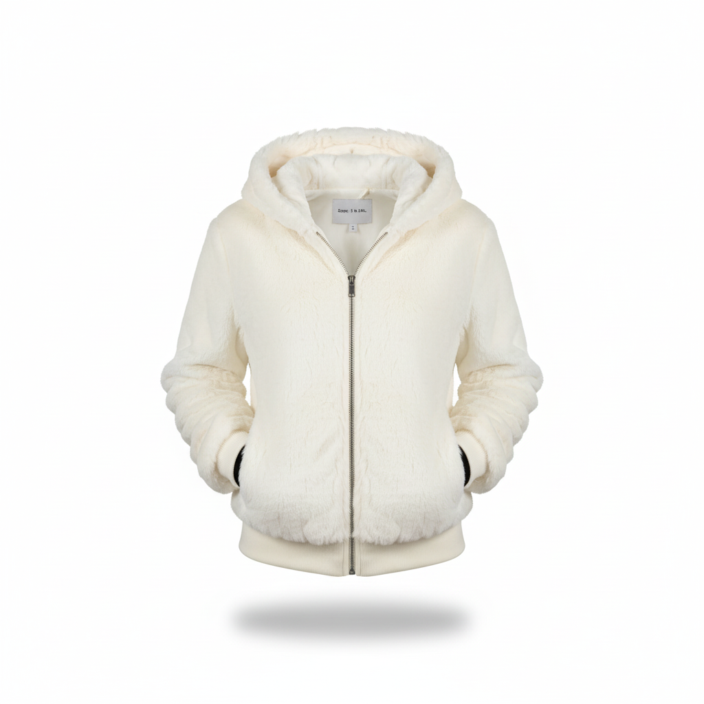JACINTHE | WOMEN'S HOODED FLEECE JACKET ZIP UP SHERPA FUZZY 2