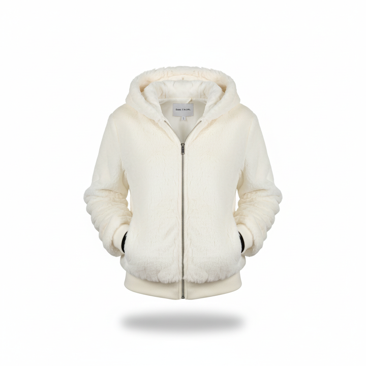 JACINTHE | WOMEN'S HOODED FLEECE JACKET ZIP UP SHERPA FUZZY 2