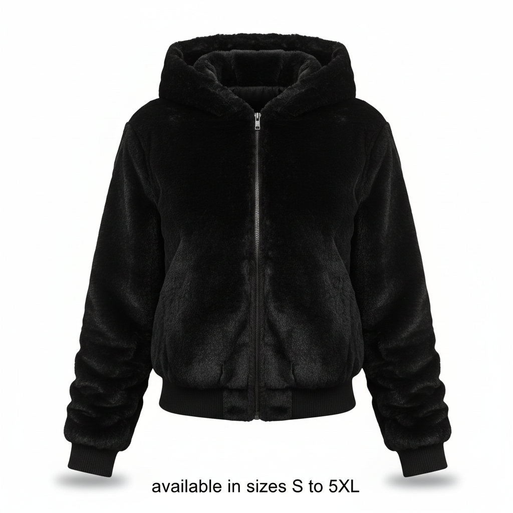 JACINTHE | WOMEN'S HOODED FLEECE JACKET ZIP UP SHERPA FUZZY 3