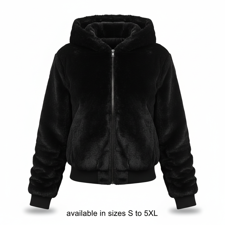 JACINTHE | WOMEN'S HOODED FLEECE JACKET ZIP UP SHERPA FUZZY 3