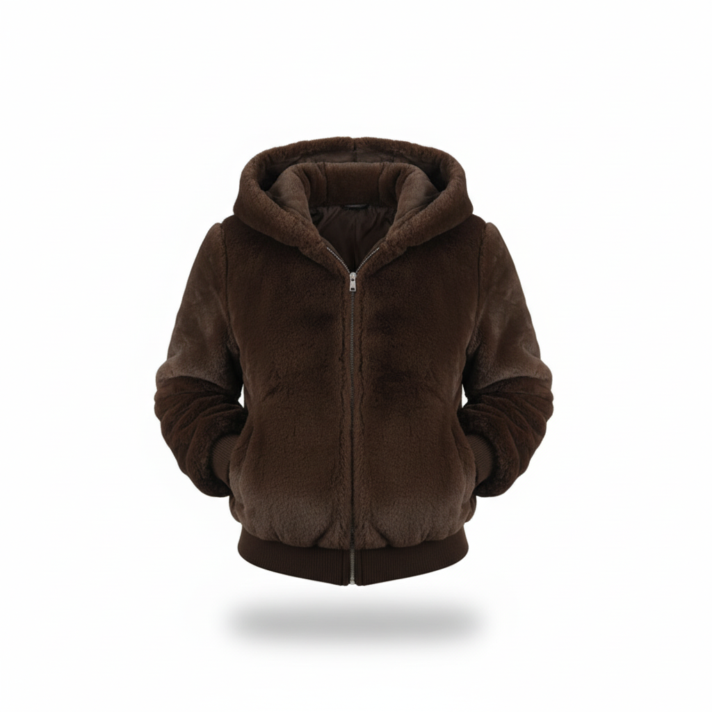 JACINTHE | WOMEN'S HOODED FLEECE JACKET ZIP UP SHERPA FUZZY 4