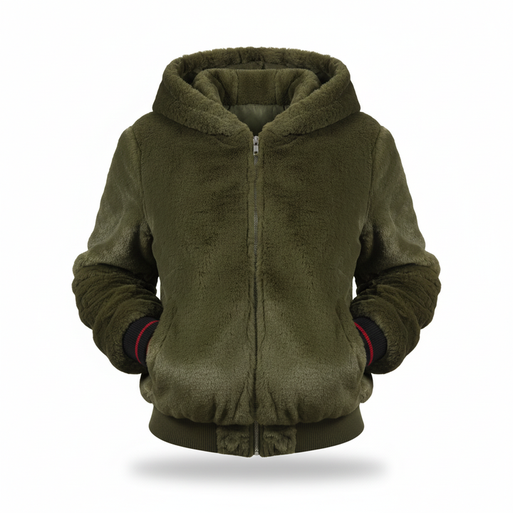 JACINTHE | WOMEN'S HOODED FLEECE JACKET ZIP UP SHERPA FUZZY 5