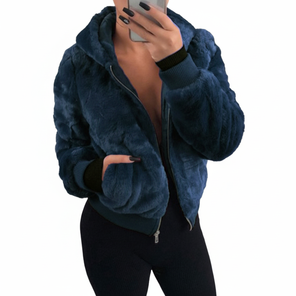 JACINTHE | WOMEN'S HOODED FLEECE JACKET ZIP UP SHERPA FUZZY 6