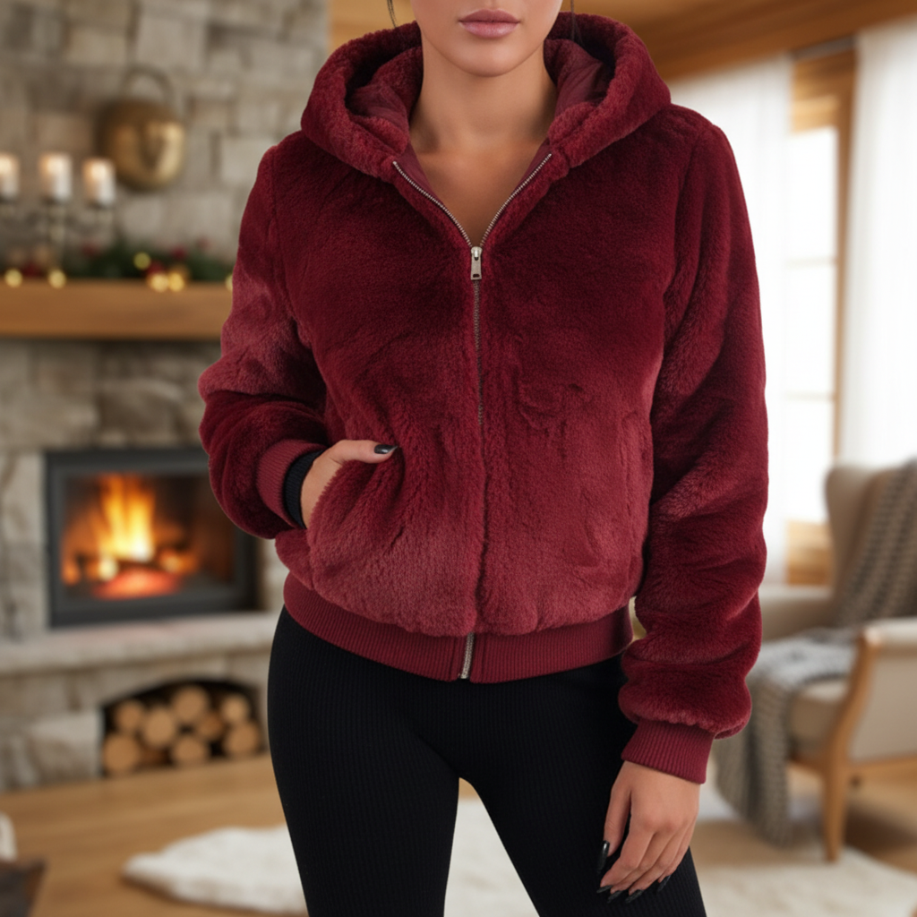 JACINTHE | WOMEN'S HOODED FLEECE JACKET ZIP UP SHERPA FUZZY 7