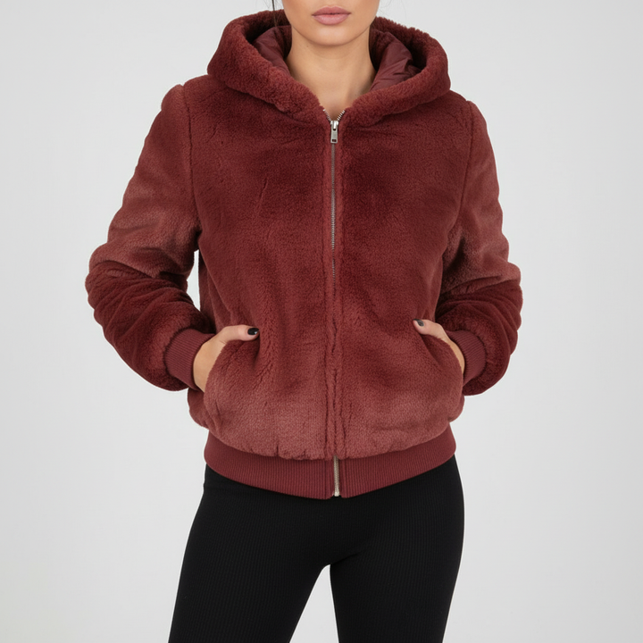 JACINTHE | WOMEN'S HOODED FLEECE JACKET ZIP UP SHERPA FUZZY 8