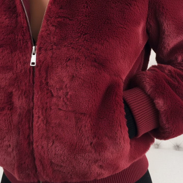 JACINTHE | WOMEN'S HOODED FLEECE JACKET ZIP UP SHERPA FUZZY 9
