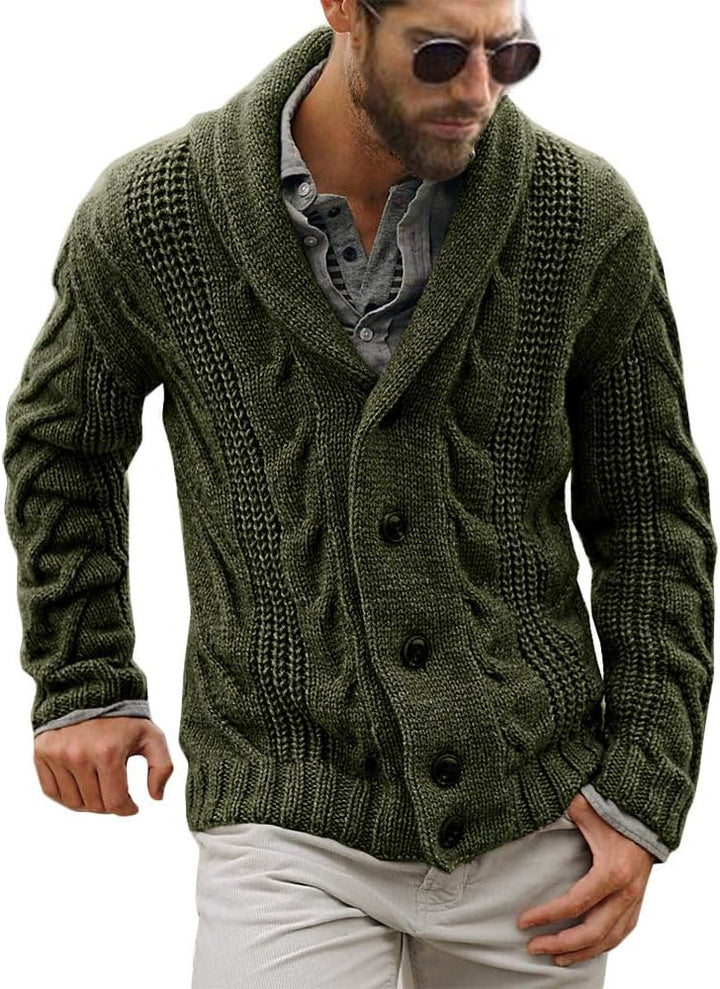 JOACHIM | MEN'S NORDIC SWEATER CARDIGAN SHAWL COLLAR KNIT 1