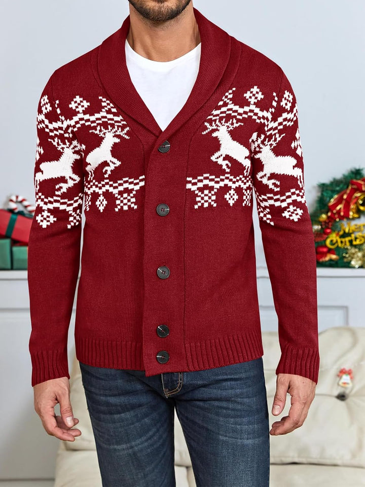 JOACHIM | MEN'S NORDIC SWEATER CARDIGAN SHAWL COLLAR KNIT 12