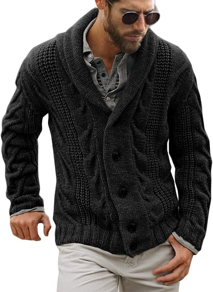 JOACHIM | MEN'S NORDIC SWEATER CARDIGAN SHAWL COLLAR KNIT 3