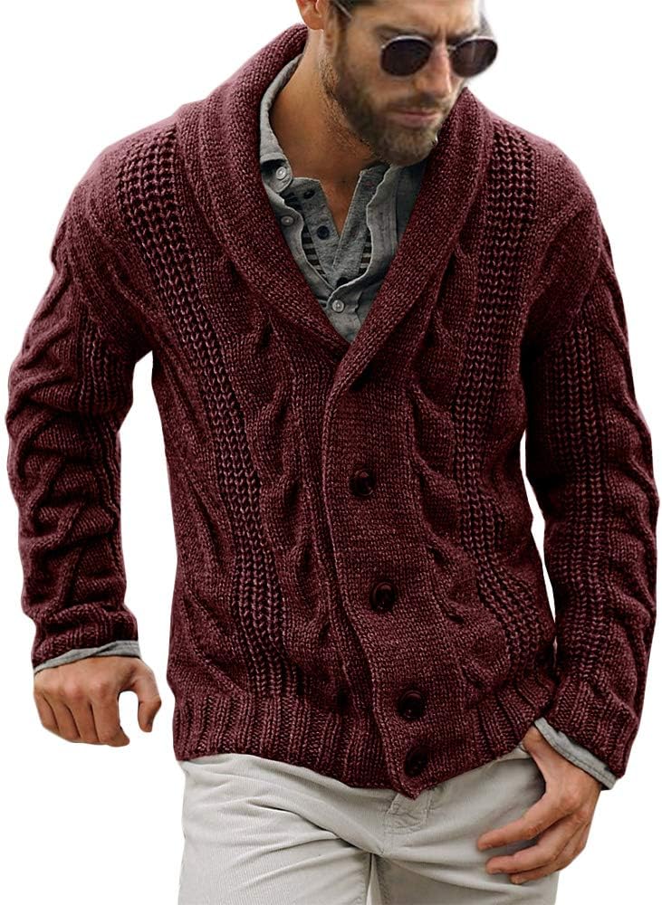 JOACHIM | MEN'S NORDIC SWEATER CARDIGAN SHAWL COLLAR KNIT 5