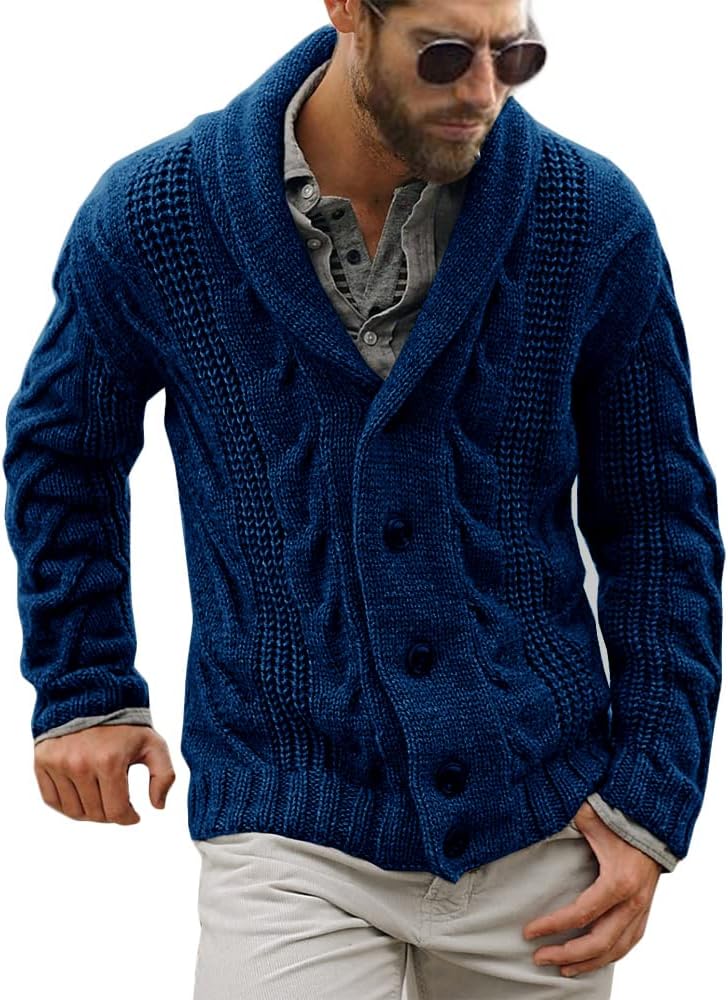 JOACHIM | MEN'S NORDIC SWEATER CARDIGAN SHAWL COLLAR KNIT 7