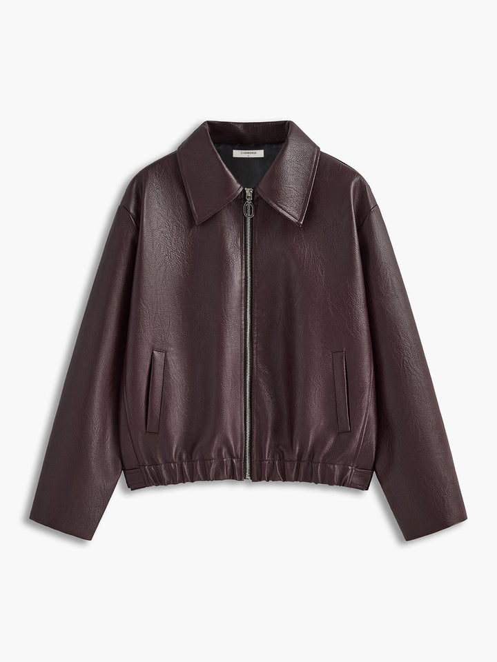 JOSETTE - OVERSIZED FAUX LEATHER JACKET WITH ELASTICATED HEM 1