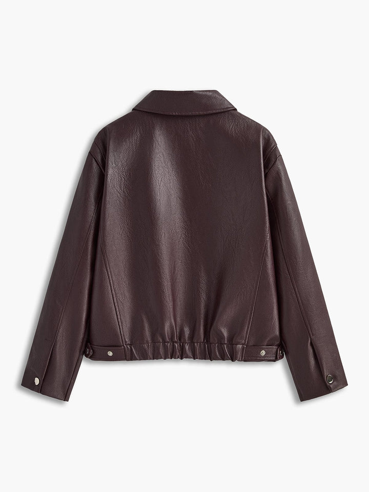 JOSETTE - OVERSIZED FAUX LEATHER JACKET WITH ELASTICATED HEM 3