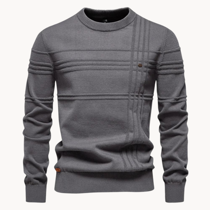 Men's Ribbed Crew Neck Knit Sweater – Gray