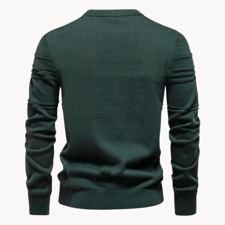 Men's Ribbed Crew Neck Knit Sweater – Detail View
