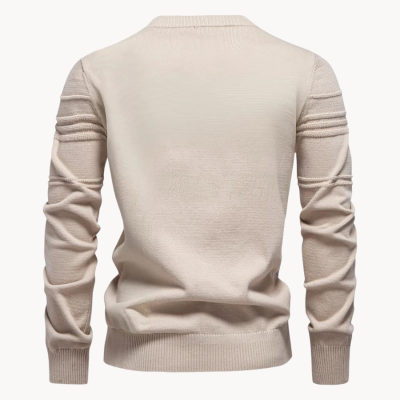 Men's Ribbed Crew Neck Knit Sweater – Detail View