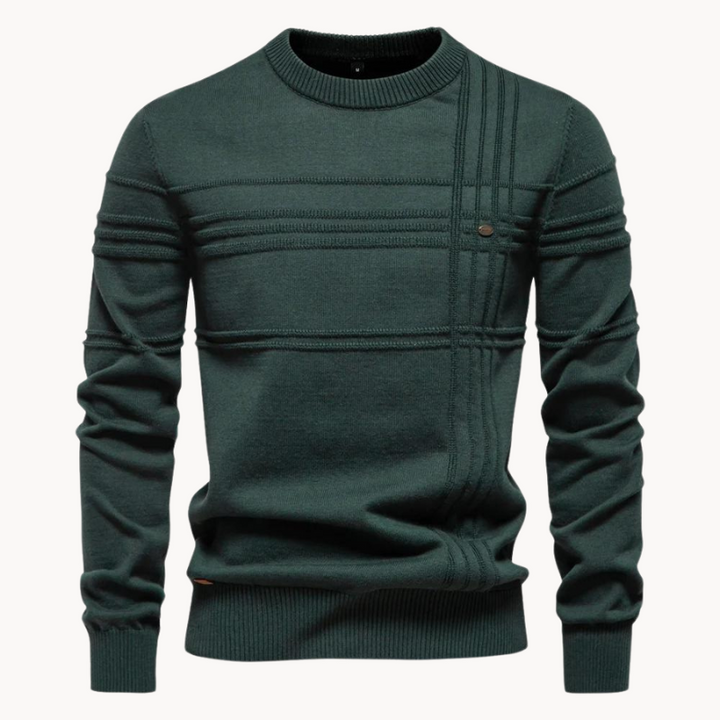 Men's Ribbed Crew Neck Knit Sweater – Green