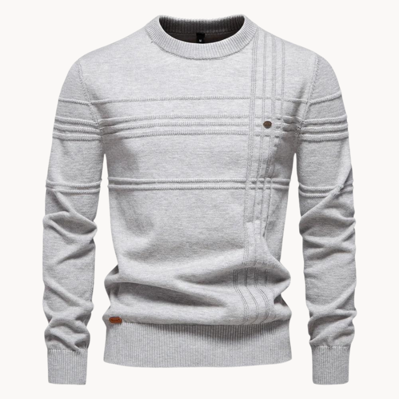 Men's Ribbed Crew Neck Knit Sweater – Detail View