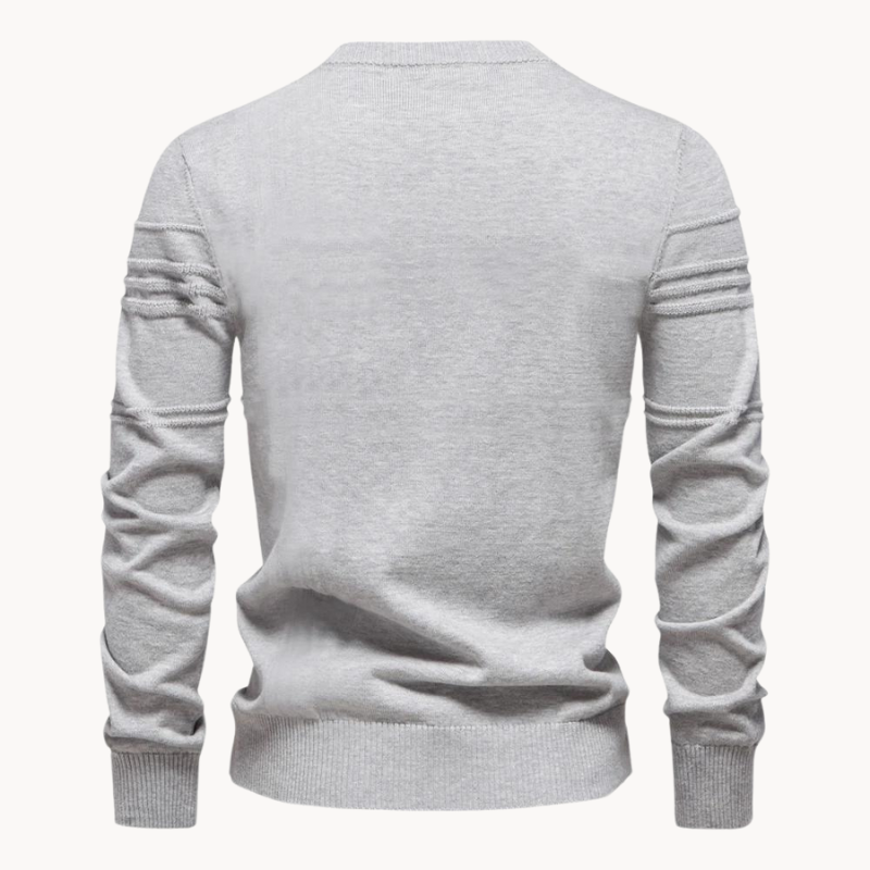 Men's Ribbed Crew Neck Knit Sweater – Detail View